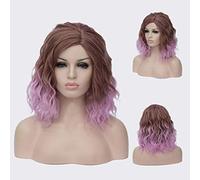 GJBXP Court Bob Ondulé Bouclés Perruque Rose Ombre Perruques pour Filles Résistant À La Chaleur Fibre Synthétique Harajuku Cosplay Cheveux 14 pouces et 21 Couleurs Om-831