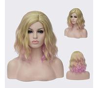 GJBXP Court Bob Ondulé Bouclés Perruque Rose Ombre Perruques pour Filles Résistant À La Chaleur Fibre Synthétique Harajuku Cosplay Cheveux 14 pouces et 21 Couleurs Om-839