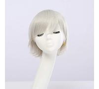 GJBXP Fahion Pas Cher Synthétique Court Hommes Perruque Blanc Pourpre Bleu Jaune Noir Argent Gris Vert Rouge Anime Cosplay Perruques Pour La Fête 30cm Argent