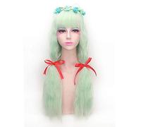 GJBXP Harajuku Lolita Perruque Bang Longue Ondulée Résistant À La Chaleur Synthétique Anime Cosplay Vert Clair Gris Blonde Perruques Pour Femmes PL-179