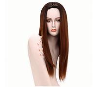 GJBXP Haute Qualité 26 pouces Droite Long Noir Gris Ombre Perruque Synthétique Cheveux Partie Milieu Naturel Anime Cosplay Perruques Pour Femmes brun ombre