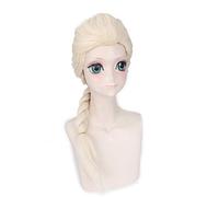 GJBXP Haute Qualité Anime Cosplay Cosplay Princesse Elsa Anna Perruque Blonde Brun Tressé Synthétique Faux Cheveux Halloween Costume Perruques Pour Adulte elsa longue perruque