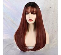 GJBXP Longue Ligne Droite Perruques Avec Bangs Naturel Synthétique Perruques Omber Blonde Pour Femmes Afro-Américain Cosplay Perruques Résistant À La Chaleur Fibre Lc201-1