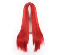 GJBXP Naturel Longue Ligne Droite Mi-Point Avant de Lacet Perruques Sans Colle Haute Qualité Résistant À La Chaleur Fibre Synthétique Cheveux pour Cosplay 26 Pouces Rouge