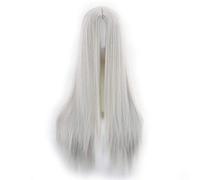 GJBXP Naturel Longue Ligne Droite Mi-Point Avant de Lacet Perruques Sans Colle Haute Qualité Résistant À La Chaleur Fibre Synthétique Cheveux pour Cosplay 26 Pouces Argent Gris