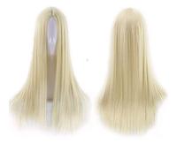 GJBXP Naturel Longue Ligne Droite Mi-Point Avant de Lacet Perruques Sans Colle Haute Qualité Résistant À La Chaleur Fibre Synthétique Cheveux pour Cosplay 26 Pouces Or Clair