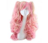 GJBXP Pas Cher Roromiya Karuta Couleur Cosplay Perruque Avec Double Griffe Ponytails Cheveux Synthétiques Halloween Costume Partie Perruques Pour Les Femmes jaune rose