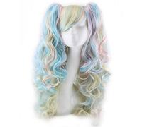 GJBXP Pas Cher Roromiya Karuta Couleur Cosplay Perruque Avec Double Griffe Queues De Cheval Synthétique Cheveux Halloween Costume Partie Perruques Pour Les Femmes coloré