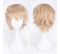 GJBXP Pas cher Synthétique Cheveux Court Ondulés Hommes Perruque Cosplay Noir Blanc Blond Marron Violet Rose Bleu Rouge Orange Gris Argent Anime perruques brun clair