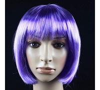 GJBXP Postiches Partie Boule Perruque Cheveux Ensemble Étudiant BOBO Cheveux Non-Mainstream Vague Tête Cosplay Violet