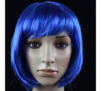 GJBXP Postiches Partie Boule Perruque Cheveux Ensemble Étudiant BOBO Cheveux Non-Mainstream Vague Tête Cosplay Bleu