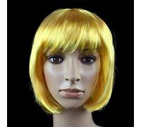 GJBXP Postiches Partie Boule Perruque Cheveux Ensemble Étudiant BOBO Cheveux Non-Mainstream Vague Tête Cosplay Jaune