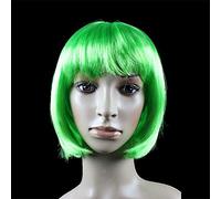 GJBXP Postiches Partie Boule Perruque Cheveux Ensemble Étudiant BOBO Cheveux Non-Mainstream Vague Tête Cosplay Vert