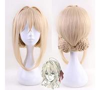 GJBXP Violet Evergarden Longue Queue De Cheval Braid Bun Bangs Blonde Cosplay Plein De Perruque Sans Arc Style 1