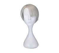 GJBXP Yuri Sur Glace Yuri Plisetsky Cosplay Costume Perruques Victor Nikiforov Hommes Adulte Gris Et Blonde Court Cheveux Raides Gris