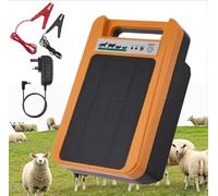 GJCrafts Dispositif de clôture électrique 10km de portée, 1.5-2J - Électrificateur de clôture pour animaux de ferme & animaux de compagnie - Alimentation 3 en 1 (230V/12V/Solaire) - IP45 étanche
