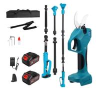 GJCrafts Élagueuse sur perche sans fil 2-en-1 | Perche télescopique de 2,3 m | Écran LCD | 2 batteries 21 V 3,0 Ah | Diamètre de coupe de 40 mm | Compatible Makita | Élagueuse sans fil (2 IN 1)