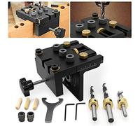 GJCrafts Kit de gabarit de Positionnement 6/8/10/15 mm trou de poche 3 en 1 avec clip de positionnement Guide de perçage réglable localisateur de perforateur pour meubles