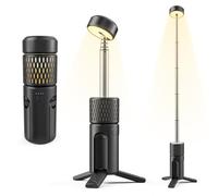 GJCrafts Lampe Camping Rechargeable 5400mAh, IP54 Waterproof Lampe de Camping Portable LED Work Light 600 Lumens 3000/7000K Dimmable Camping Essentials Gear with Foldable Tripod, Black