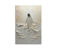 GJDYMX Poster chrétien 3D Jésus sur les vagues - Peinture à l'huile décorative sur toile - Affiches murales et image d'art moderne pour chambre à coucher - 30 x 45 cm