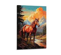 GJDYMX Poster décoratif sur toile de paysage et de chevaux - Poster décoratif sur toile moderne pour chambre à coucher - 20 x 30 cm
