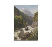 GJDYMX Poster décoratif sur toile de paysage - Petite cascade dans le style de la peinture à l'huile - Affiches murales et image d'art moderne pour chambre à coucher - 20 x 30 cm