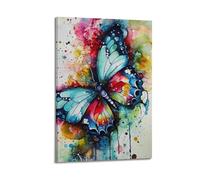 GJDYMX Poster décoratif sur toile de style aquarelle et papillon sur toile pour chambre à coucher (20 x 30 cm)
