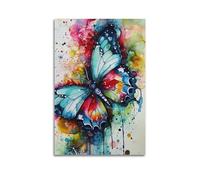 GJDYMX Poster décoratif sur toile de style aquarelle et papillon sur toile pour chambre à coucher - 40 x 60 cm
