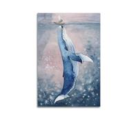 GJDYMX Poster décoratif sur toile représentant des baleines et des navires à bosse (30 x 45 cm)