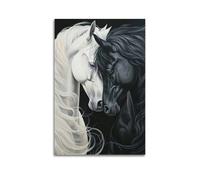 GJDYMX Poster décoratif sur toile représentant des chevaux en noir et blanc (20 x 30 cm)