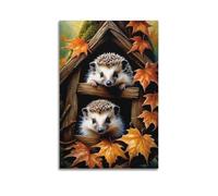 GJDYMX Poster décoratif sur toile représentant un hérisson dans une cabane d'arbre - Poster mural moderne pour chambre à coucher - 30 x 45 cm
