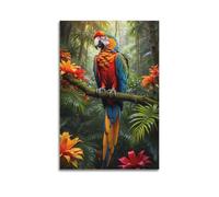 GJDYMX Poster décoratif sur toile représentant un perroquet coloré dans la forêt - Affiches murales et photo d'art moderne pour chambre à coucher - 30 x 45 cm