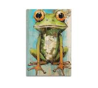 GJDYMX Poster décoratif sur toile représentant une grenouille réfléchie, style peinture à l'huile sur toile, poster d'art moderne pour chambre à coucher (40 x 60 cm)