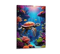 GJDYMX Poster décoratif sur toile représentant une tortue de mer et une image d'art moderne pour chambre à coucher (30 x 45 cm)