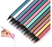 Gjfty-12 Crayons De Couleur Métallisés Pour Coloriages, Dessins Et Faire Des Cartes De V?ux, L'effet Est Le Meilleur Lorsqu'ils Sont Appliqués À Un Dessin Sur Papier Noir, Cadeau D'anniversaire Pour