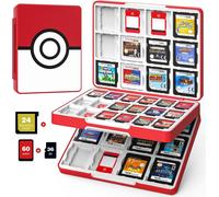 GJFTY-60 Étui pour Cartes de Jeu pour Switch 2/3DS/3DSX/2DS/DSi, Boîte de Rangement Jeux Switch, Rangement Jeux avec 24 Fentes Carte 3DS & 36 Fentes Carte SD, Rouge+Blanc