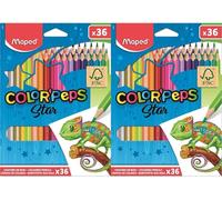 Gjfty-- Crayons De Couleur Color'peps Classic - 36 Couleurs Vives - Crayon De Coloriage Triangulaire Ergonomique - Pochette Carton De 36 Crayons En Bois Certifiés Fsc (Lot De 2)