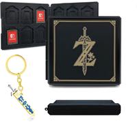 GJFTY-Étui de Rangement de Jeux pour Nintendo Switch, Étui Portable et Rigide Boite de Rangement pour Jeux avec 12 Emplacements pour Cartes, avec Épée Porte-clés Cadeau (Zelda Black)