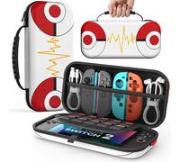GJFTY-Étui pour Nintendo Switch 2 (2025), Housse Rigide de Protection avec 10 Cartouches de Jeux, Pochette de Transport Boîtier für Switch 2 2025 et Accessoires, Boule Rouge