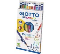 Gjfty-Giotto Stilnovo Erasable - Etui 10 Crayons De Couleur Effaçables Bout Gomme + 1 Taille-Crayon