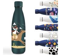 Gjfty-Gourde Isotherme, 500ml Gourde Enfant, Facile À Nettoyer, Bouteille Isotherme, Bouteilles Isothermes Avec Vache, Bouteille D'eau Anti Fuite, Thermos Pour L'école, Bureau, Voyage, Vert Foncé, Sp