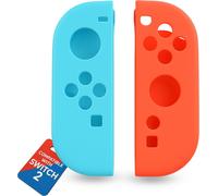 GJFTY-® Lot de 2 coques de protection en silicone avec prise en main améliorée - Accessoires sur mesure pour Switch 2 (bleu rouge)
