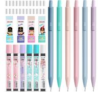 Gjfty-Lot De 6 Porte-Mine, 6pcs Macarons Crayon Mécanique 0,75mm, Porte Mines Set Avec 6 Recharge De Plomb Hb Et 4 Gommes, 24 Pointes De Gomme Pour Étudiant Dessin Esquisse Architecture Écriture