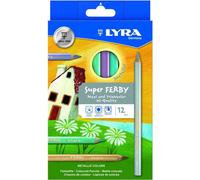 Gjfty-Lyra Super Ferby L3721122 Etui De 12 Crayons De Coloriage Triangulaires 6,25 Mm Métallique Assortis