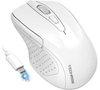 GJFTY-Souris Bluetooth Rechargeable(BT5.0/3.0 et 2.4G),Souris sans Fil USB 4800 DPI, Souris Ergonomique Silencieuse,Mouse Adaptée pour PC, Mac, Ordinateurs Portables et Toutes Surfaces, Blanc
