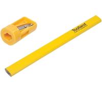 Gjfty-Toolland Ensemble De 12 Crayons De Charpentier + Taille-Crayon En Jaune Avec Logo
