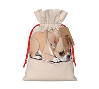 Gjgdbxdw Petit sac cadeau de Noël avec imprimé chihuahua déprimé, sac cadeau avec cordon de serrage pour ranger des bonbons et des collations pour les festivals
