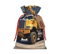 Gjgdbxdw Sacs cadeaux de Noël avec impression de camion de machines lourdes de dessin animé, sac cadeau avec cordon de serrage pour ranger des bonbons et des collations pour les festivals Petit format