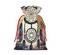 Gjgdbxdw Sacs cadeaux de Noël avec imprimé attrape-rêves américain, sac cadeau avec cordon de serrage pour ranger des bonbons et des collations pour les festivals