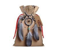 Gjgdbxdw Sacs cadeaux de Noël avec imprimé attrape-rêves gris, sac cadeau avec cordon de serrage pour ranger des bonbons et des collations pour les festivals - Petit format